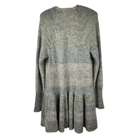 Fili Di Lana Ruffle Hem Open Front Cardigan Made in Italy Size S Oversized Relax - Picture 4 of 8